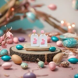 Pink Bunny Earrings